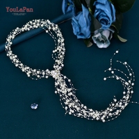 YouLaPan HP538 Magnifique serre-tête de mariée en perles, guirlande de cheveux perlée à pampilles, accessoires de coiffure de mariée élégants et magnifiques pour mariage