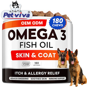Ômega <span class=keywords><strong>3</strong></span> para Cães Óleo de Peixe Treats Alergia e coceira alívio Dry Itchy Skin Coat Tratamento Pet Óleo de Salmão Mastiga Saúde Suplementos Cão - Product Image 1