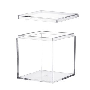 Rõ Ràng Acrylic Nhựa Vuông Cube Hộp Acrylic Nhỏ Với Nắp Lưu Trữ Hộp Tổ Chức