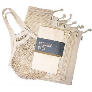 Juego de Bolsas de Malla de Algodón Reutilizables Orgánicas para Compras, con Logotipo, OEM - Product Image 1