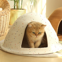 Lit pour chat minimaliste et confortable, en forme de grotte, couleur unie, éponge respirante, cage pour animaux de compagnie d'intérieur, lavable à la main pour chats