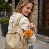 Zaves vente en gros Kawaii Hamburger peluche porte-clés doux en peluche ronde Burger poupée avec cuillère sac breloque pour cartable pendentif