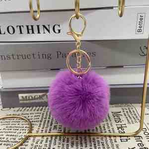 Soft Artificial Rabbit Fur Keychain Plush Ball <b>Key</b> <b>Ring</b> Cute Pom Pom Bag Charm for Women Girls Christmas - Product Image 6