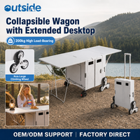 Chariot pliable portable léger à quatre roues, chariot de jardin stable, chariot de camping extérieur pour la plage