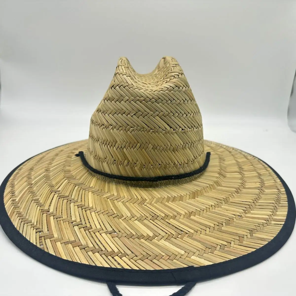 High Quality Summer Outdoor Beach Natural Grass Lifeguard Custom Straw Hat With Patch Embroidery Logo