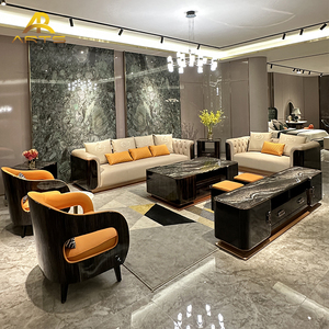 高級本革ミニマリスト断面ソファセット2人乗り & <span class=keywords><strong>3</strong></span>人乗りリビングルーム用アパートソファ - Product Image 1