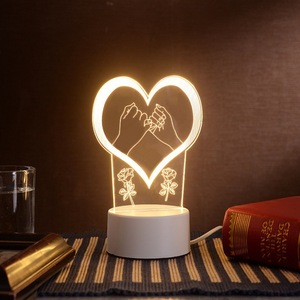 مصباح ليلي LED أكريليك ثلاثي الأبعاد بتصميم قلب الخنزير والنسر والحصان، مصباح طاولة إبداعي للأطفال بإضاءة دافئة بيضاء، هدية للأطفال - Product Image 2