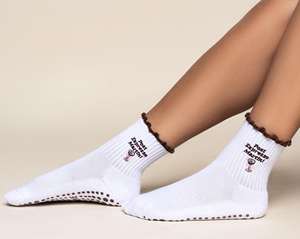 Pilates kaus kaki Yoga Grip <span class=keywords><strong>Addict</strong></span> Barre kustom kualitas tinggi kaus kaki Yoga pegangan antiselip kaus kaki pegangan antiselip - Product Image 3