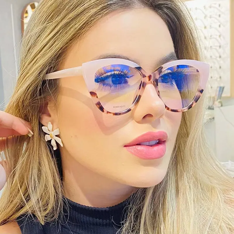 2022 fashion cat eye shade earwear eyeglasses anti blue light lens optical glasses