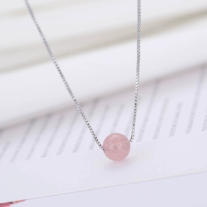 LT-586 Simple fraise cristal rose cristal perle pendentif femme 925 argent <span class=keywords><strong>Sterling</strong></span> usine pour les femmes - Product Image 1