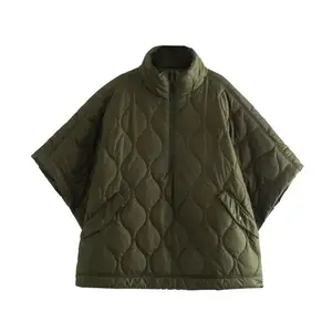Foreign trade wholesale winter new half zipper loose jumper waterproof cape type coat