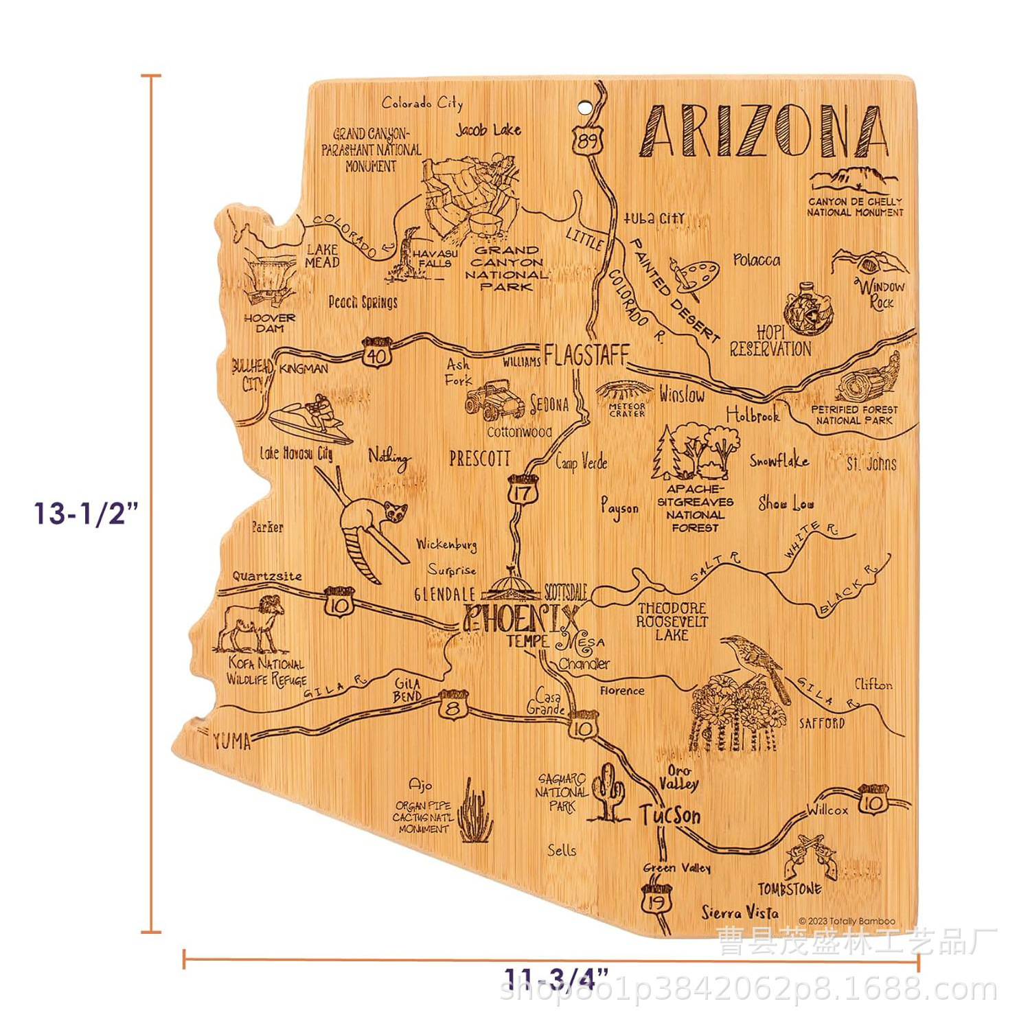 Tabla de charcutería con forma de Arizona [34,3*29,9*1,5 cm]