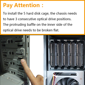 Adaptateur OEM d'usine 3 x 5,25 pouces vers 5 x 3,5 pouces, cage de disque dur SATA SAS, boîtier de disque dur à 5 baies avec vis - Product Image 5