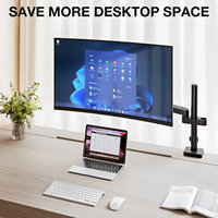 Soporte de Escritorio Ajustable para Dos Monitores Zhongjia, Brazo de Aleación de Aluminio con Resorte de Gas, Inclinación de 90 Grados, Giro de 180 Grados, Rotación de 360 Grados