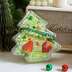 PET Christmas Tree Shape <strong>Plastic</strong> Packaging Box with Lid <strong>Dessert</strong> Display <strong>Tray</strong> for Candy Baking Western Pastry Frosting Cookies - Product Image 4