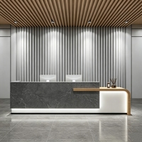 CR182 Comptoir d'accueil artisanal stable et résistant en MDF avec fente d'affichage creuse pour salon de beauté et clinique dentaire