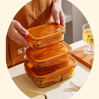 Keuken Kinderen Herbruikbare Magnetron Glazen Voedsel Container Lekvrij Deksel Bento Lunchbox School Maaltijd Prep Containers Glazen Fles Voedsel