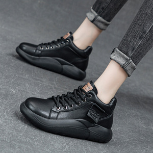 Strictement sélectionné femmes haut en <span class=keywords><strong>cuir</strong></span> de vachette vache en <span class=keywords><strong>cuir</strong></span> véritable chaussures décontractées nouveau Style d'automne Vintage bottines Style de marche - Product Image 4