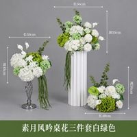 Ensemble de centres de table artificiels pour mariage, blanc et vert, prêts à l'emploi pour la décoration de réceptions et banquets, vente en gros