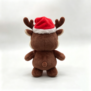 Reno Rudolph de peluche personalizado, adorable reno marrón con gorro de Papá Noel, reno festivo, juguete de peluche de reno navideño - Product Image 3