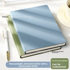 SYC Litchi Grain Pattern Gift Notebook Soft Cover Thread-sewn Bound <strong>A5</strong> Leather Thickened Minimalist <strong>Notepad</strong> 100 Sheets - Product Image 3