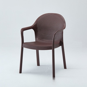 Chaise <span class=keywords><strong>de</strong></span> jardin d'extérieur en rotin synthétique, chaise <span class=keywords><strong>de</strong></span> patio, chaise <span class=keywords><strong>de</strong></span> <span class=keywords><strong>salle</strong></span> à manger en plastique avec dossier et accoudoirs, durable - Product Image 5