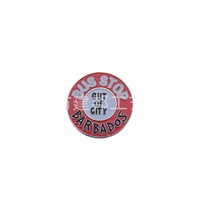 Aimant de réfrigérateur souvenir touristique en alliage de zinc électroplaqué, style européen, motif panneau de signalisation circulaire de Barbade, pour la maison et le bureau