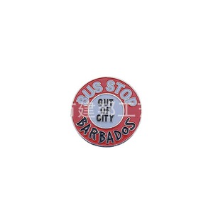 Magnete per Frigorifero Stile Europeo con Segnale Circolare delle Fermate degli Autobus di Barbados, in Lega di Zinco Elettroplaccata, Souvenir Turistico per Casa e Ufficio - Product Image 3