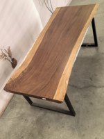 Meubles de restaurant sur mesure pour la maison, comptoirs en bois, table en bois massif avec bord naturel, plateau en bois