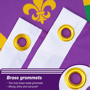 Mardi Gras Thème Drapeau Maison Mur Intérieur Extérieur Décor Articles De Fête avec Étoiles et Rayures et Éléments de La Nouvelle-Orléans - Product Image 4