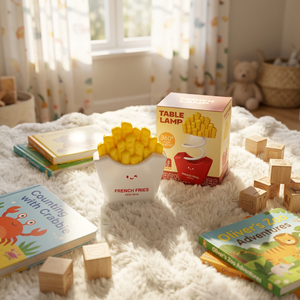 Cute French Fries Night Light USB <b>Rechargeable</b> <b>Table</b> <b>Lamp</b> 360 Degree Adjustable Plastic Bedside Desk Light Cute French Fries Nig - Product Image 2
