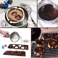 Bol chauffant en acier inoxydable 304 durable sans BPA avec logo personnalisé pour fondre le caramel, le sucre, le beurre, les bonbons, le chocolat avec poignée