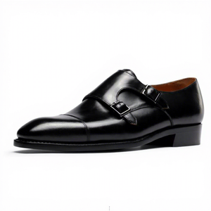 Scarpe Eleganti <span class=keywords><strong>da</strong></span> <span class=keywords><strong>Uomo</strong></span> in Vera Pelle Marrone/Nera con Lacci, <span class=keywords><strong>Calzature</strong></span> Formali per Matrimoni e Ufficio con Punta Affusolata e Doppia Fibbia - Product Image 2