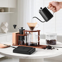 Set Pembuat Kopi Pour Over, Penggiling Manual, Teko Gooseneck, Timbangan Digital, Dripper, Server Kaca, Stand Kayu, Perlengkapan Seduh Kopi Rumahan, Paket Hadiah