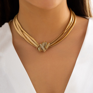 Cadena de espiga de diseño creativo, collares de pulsera en capas, collar de nudo chapado en oro de hip hop para <span class=keywords><strong>mi</strong></span> <span class=keywords><strong>hija</strong></span> - Product Image 5