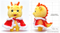 Peluche Dragon du Zodiaque Chinois Série Cape Impériale Mignonne, Jouet de 8 Pouces en Velours Cristal Premium avec Broderie Traditionnelle Soignée, Meilleur Cadeau