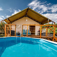 Tentes de luxe personnalisées pour hôtel Safari Lodge Tente de camping d'extérieur en toile imperméable avec double poteau en V à bas prix pour salles de bain