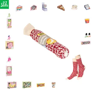 Italy Salami Funny Gift Socks Designer Packing Customized Food Pattern Cute Casual Daily Wear Happy Showy Stylish Socks