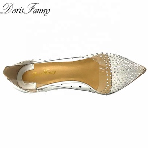 Zapatos de tacón alto con punta en pico de PVC transparente para mujer, superventas personalizados de fabricante, zapatos elegantes para fiesta de boda de verano, Lea auténtica - Product Image 3