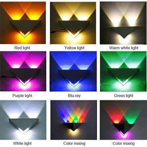 <span class=keywords><strong>Applique</strong></span> <span class=keywords><strong>da</strong></span> <span class=keywords><strong>Parete</strong></span> a Forma Triangolare Nordica 5W LED, Illuminazione Interna per Corridoio, Luce Spot RGBW Su e Giù, Lampada Decorativa in Alluminio - Product Image 4