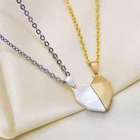 YBcustom OEM Collier d'anniversaire pour couples, plaqué argent, avec pendentifs magnétiques simples en forme de cœur à faire un vœu, à assembler