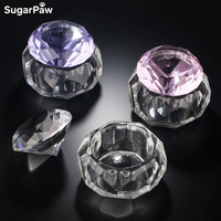 Mignon récipient en verre acrylique transparent avec couvercle en diamant, utilisé pour les fournitures pour ongles