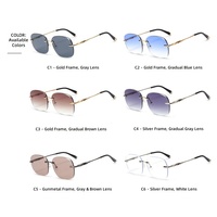 Lunettes de soleil géométriques de luxe sans monture, protection UV, modèle 111, pour femmes et hommes, idéales pour les voyages et les activités de plein air, certifiées CE - Grande Vente