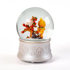 Personalizado 100 mm resina flor Base gato Animal figura árbol modelo Musical globo de nieve agua cristal globo de nieve para regalos de cumpleaños - Product Image 4