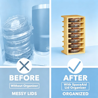 Organisateur de couvercles en bambou pour armoire de cuisine, support de rangement pour bouteilles d'eau et mini-couvercles de tasses