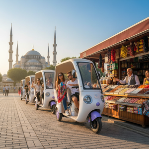 Tricycle électrique ouvert à trois roues Holladay 600W 72V, tricycle électrique de loisirs miniature à trois roues pour le transport de marchandises et de passagers - Product Image 5