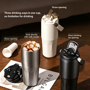 Nuevo Vaso Térmico de Acero Inoxidable 316 de Gran Capacidad, <span class=keywords><strong>Doble</strong></span> Pared, Antiderrames, Portátil, con Revestimiento Cerámico para Café, con Asa - Product Image 2