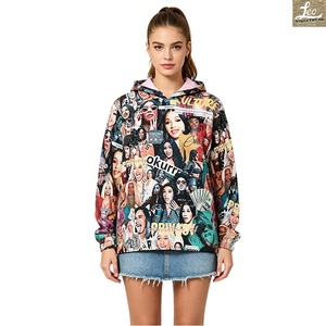 Neue Mode Damen Tapisserie-Hoodie Streetwear <span class=keywords><strong>Rapper</strong></span>-Kleidung Übergröße Rosa Cardigan Cropped Vollständig Satin-gefütterte Hoodies für Frauen - Product Image 2