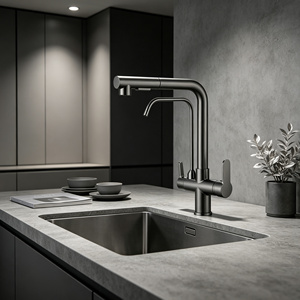 <span class=keywords><strong>Rubinetto</strong></span> da <span class=keywords><strong>Cucina</strong></span> Moderno a Tre Vie con Doppia Maniglia, Miscelatore per Acqua Calda e Fredda Filtrata, per Sistema di Purificazione Acqua RO - Product Image 1
