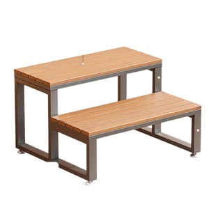 Escalier de piscine extérieur en fer et bois, 2 niveaux, en bois massif, pour spa et jacuzzi, installation facile, aucun assemblage requis - Product Image 3